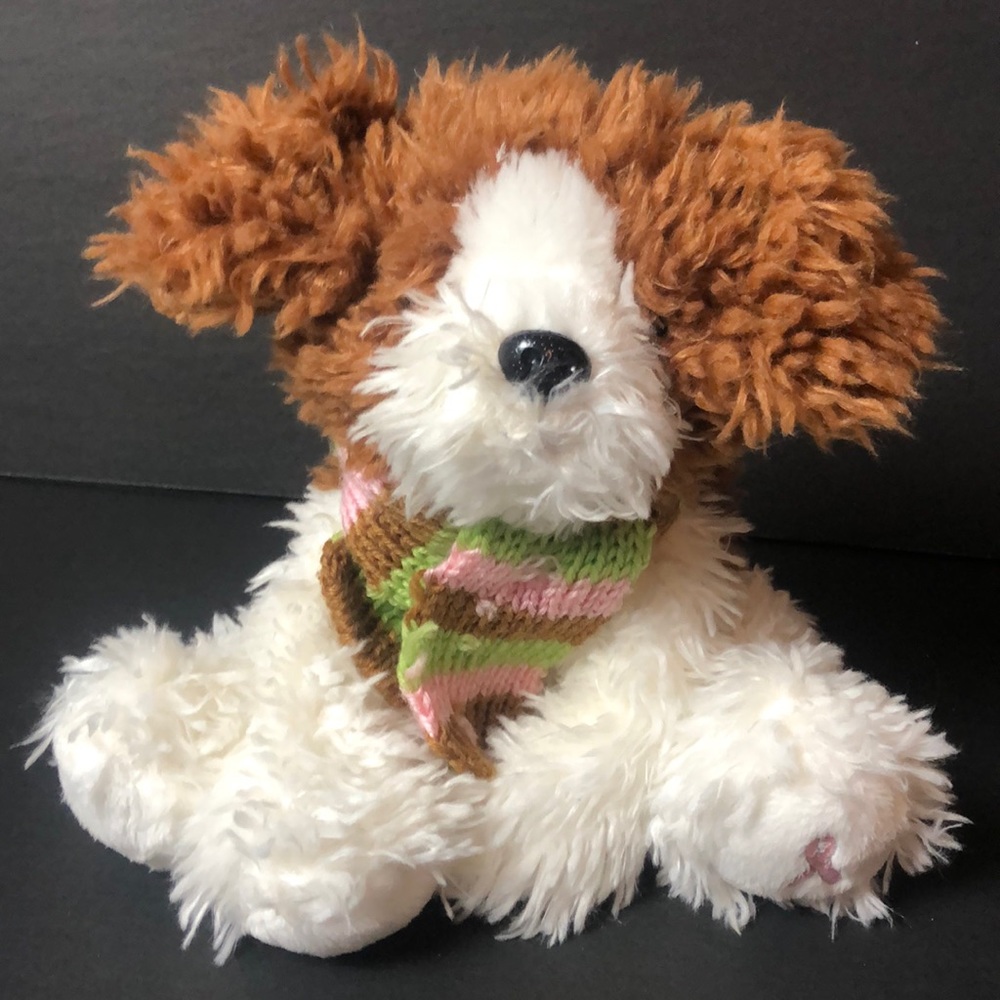 Dressbarn Puppy dog plush wearing scarf 7” cute